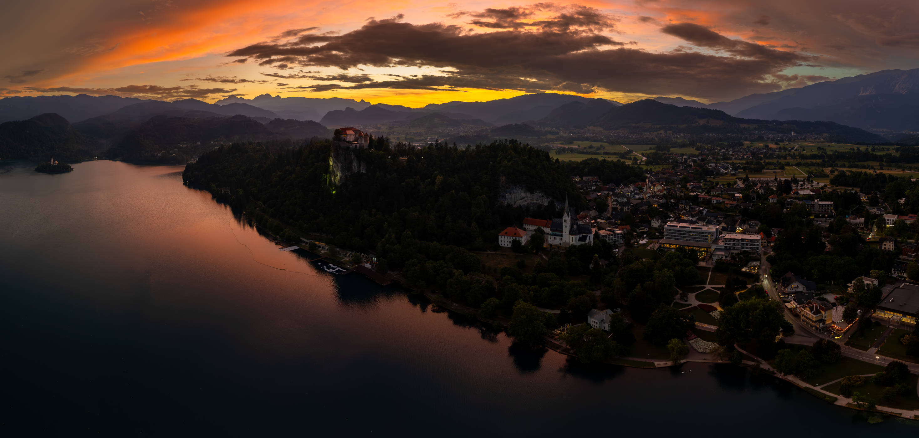 Lake Bled with island and mountains